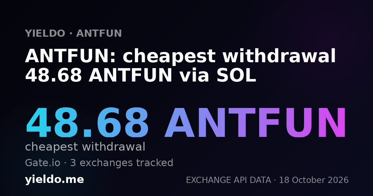 ANTFUN: cheapest withdrawal 48.68 ANTFUN via SOL