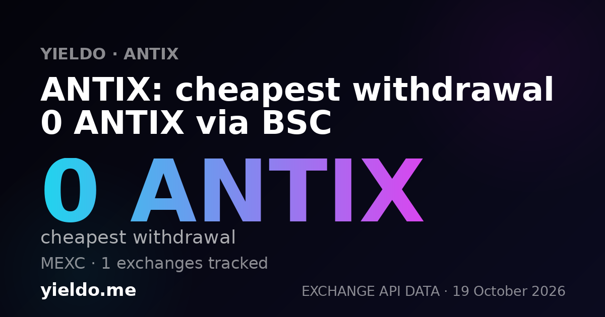 ANTIX: cheapest withdrawal 0 ANTIX via BSC