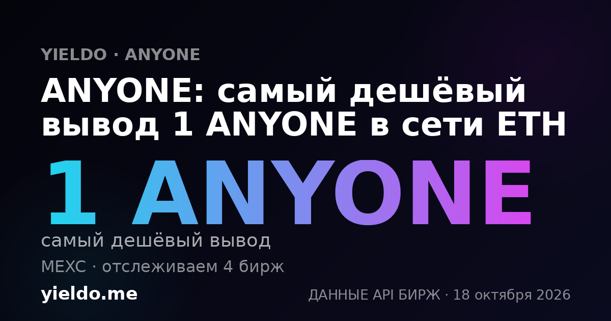 ANYONE: самый дешёвый вывод 1 ANYONE в сети ETH