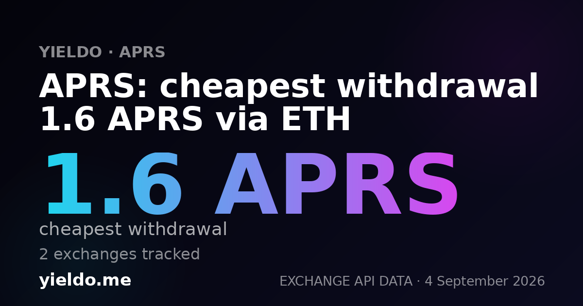 APRS: cheapest withdrawal 1.6 APRS via ETH