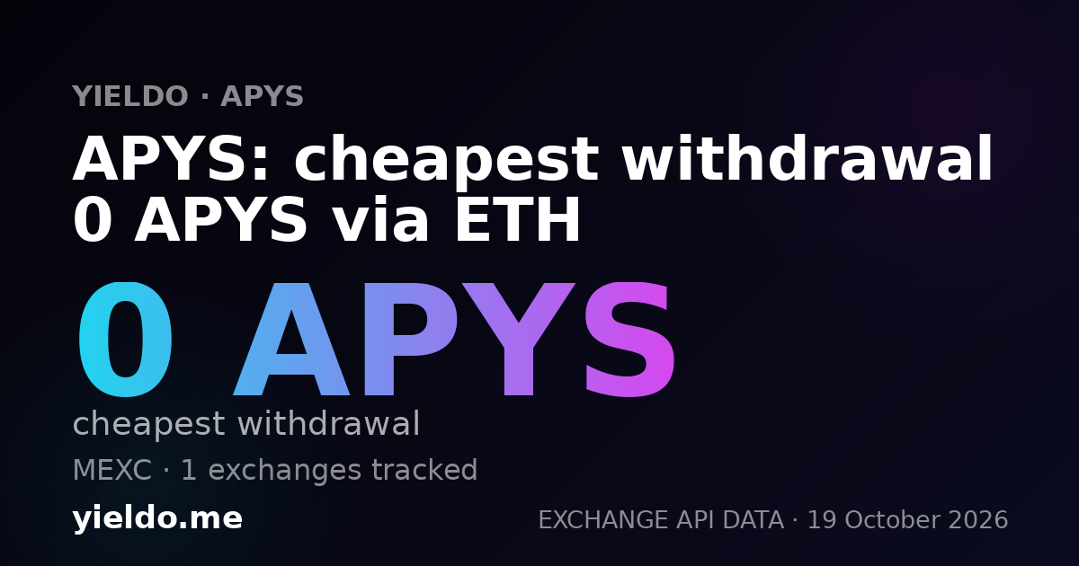 APYS: cheapest withdrawal 0 APYS via ETH