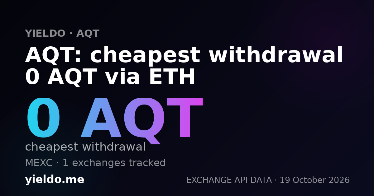 AQT: cheapest withdrawal 0 AQT via ETH