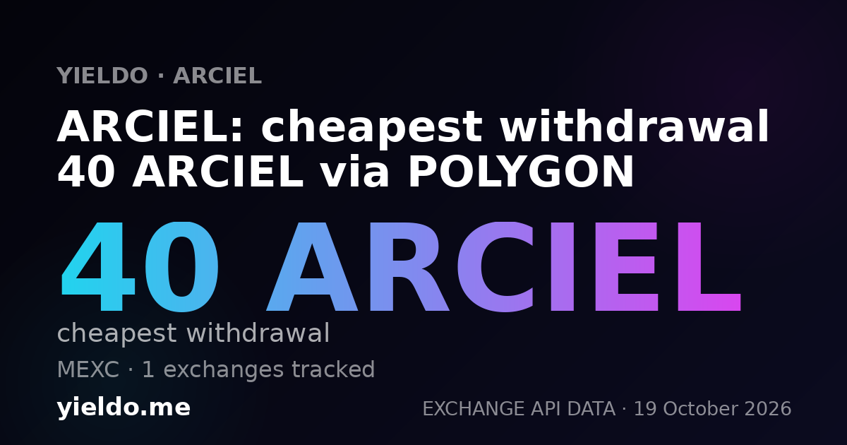 ARCIEL: cheapest withdrawal 40 ARCIEL via POLYGON