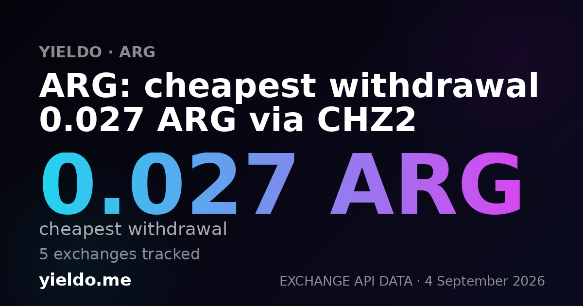 ARG: cheapest withdrawal 0.028 ARG via CHZ2