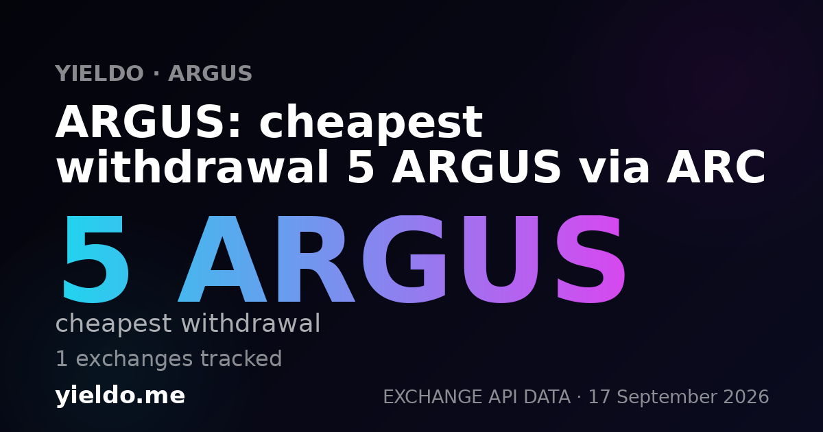 ARGUS: cheapest withdrawal 5 ARGUS via ARC