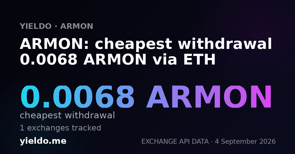 ARMON: cheapest withdrawal 0.0068 ARMON via ETH
