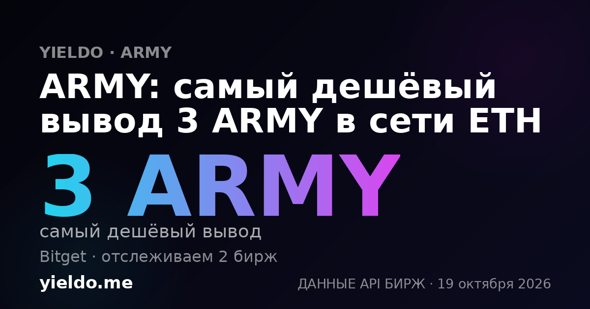 ARMY: самый дешёвый вывод 3 ARMY в сети ETH