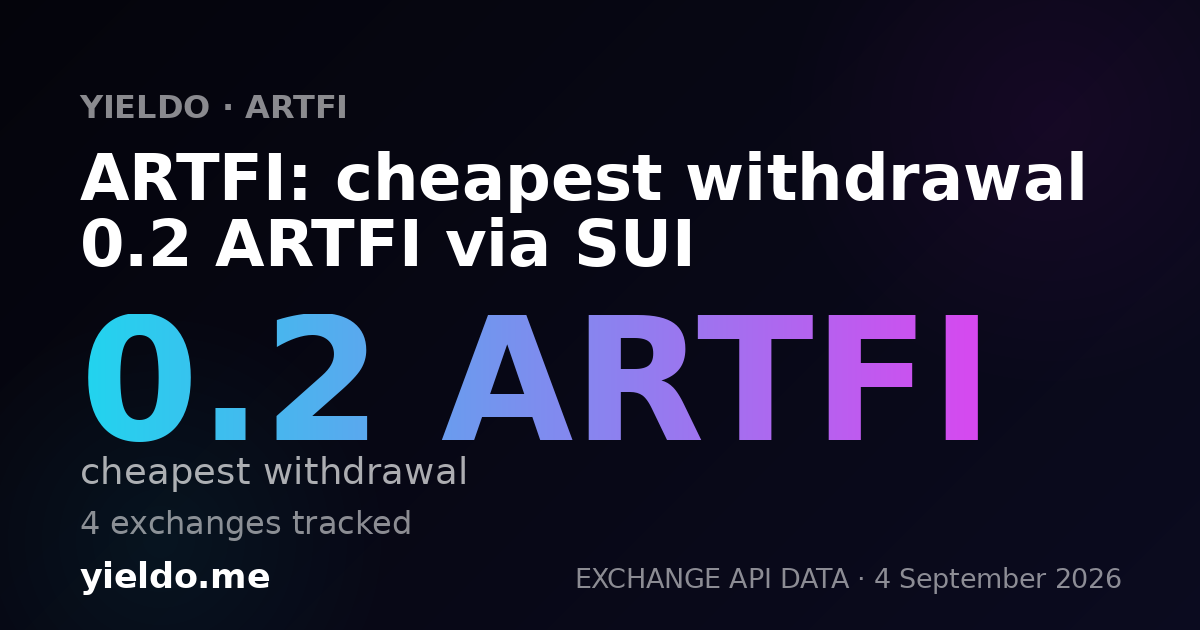ARTFI: cheapest withdrawal 0.2 ARTFI via SUI