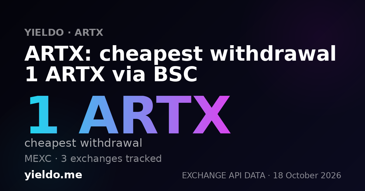 ARTX: cheapest withdrawal 1 ARTX via BSC