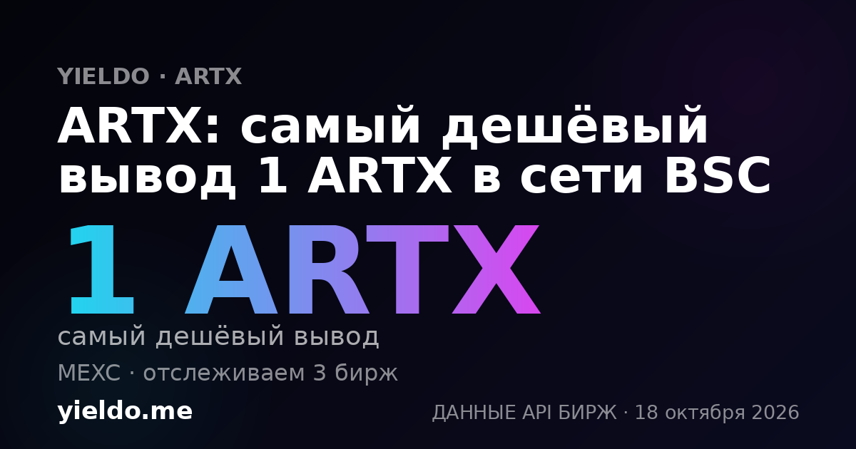 ARTX: самый дешёвый вывод 1 ARTX в сети BSC