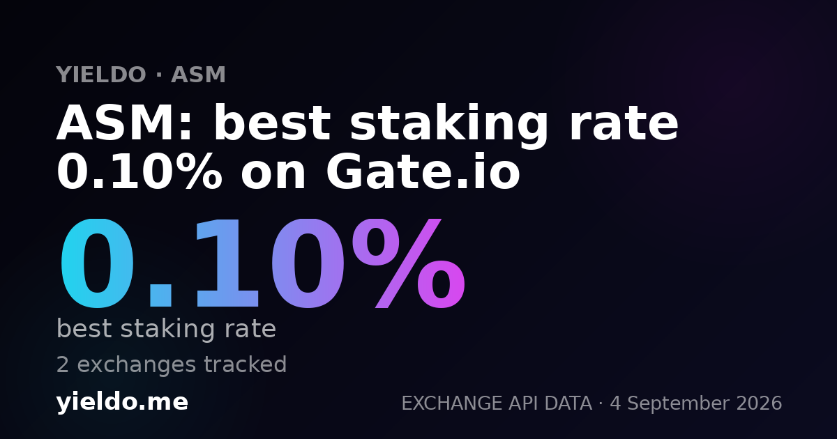 ASM: best staking rate 0.10% on Gate.io