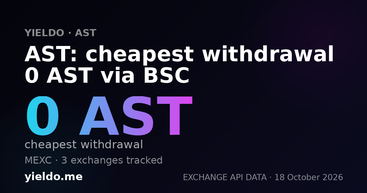 AST: cheapest withdrawal 0 AST via BSC