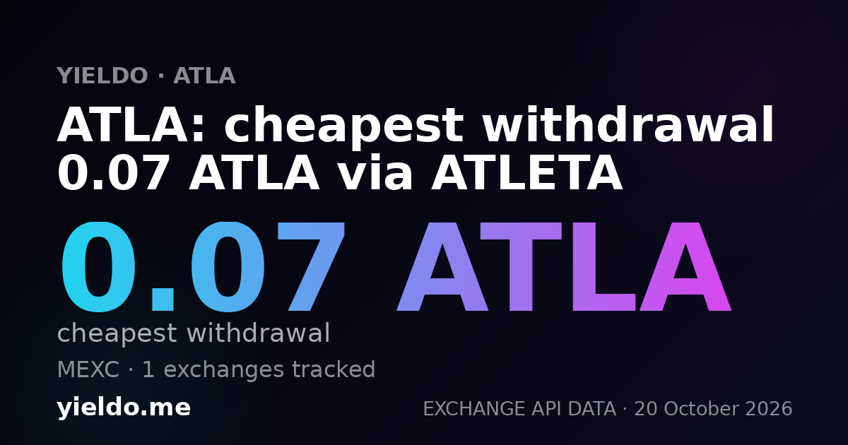 ATLA: cheapest withdrawal 0.07 ATLA via ATLETA