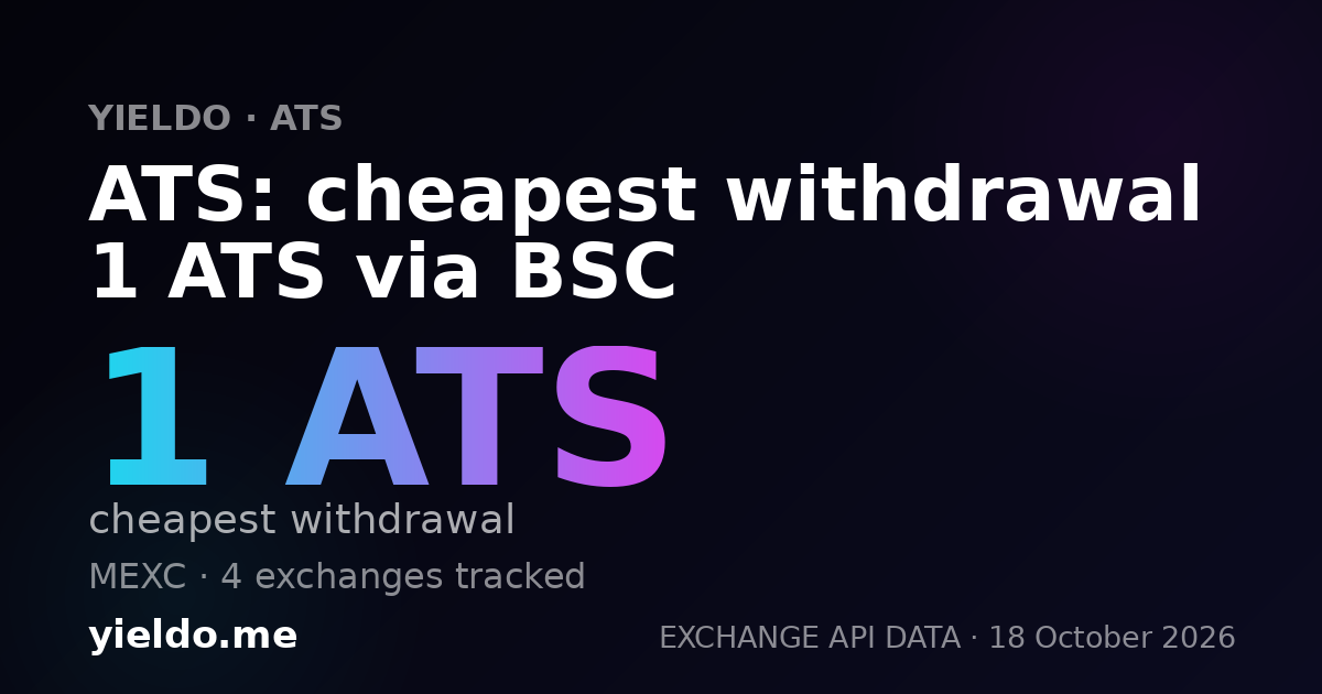 ATS: cheapest withdrawal 1 ATS via BSC
