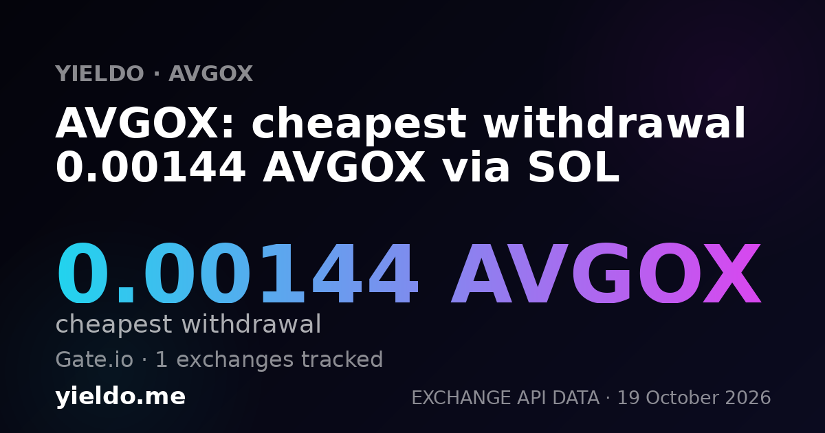 AVGOX: cheapest withdrawal 0.00144 AVGOX via SOL