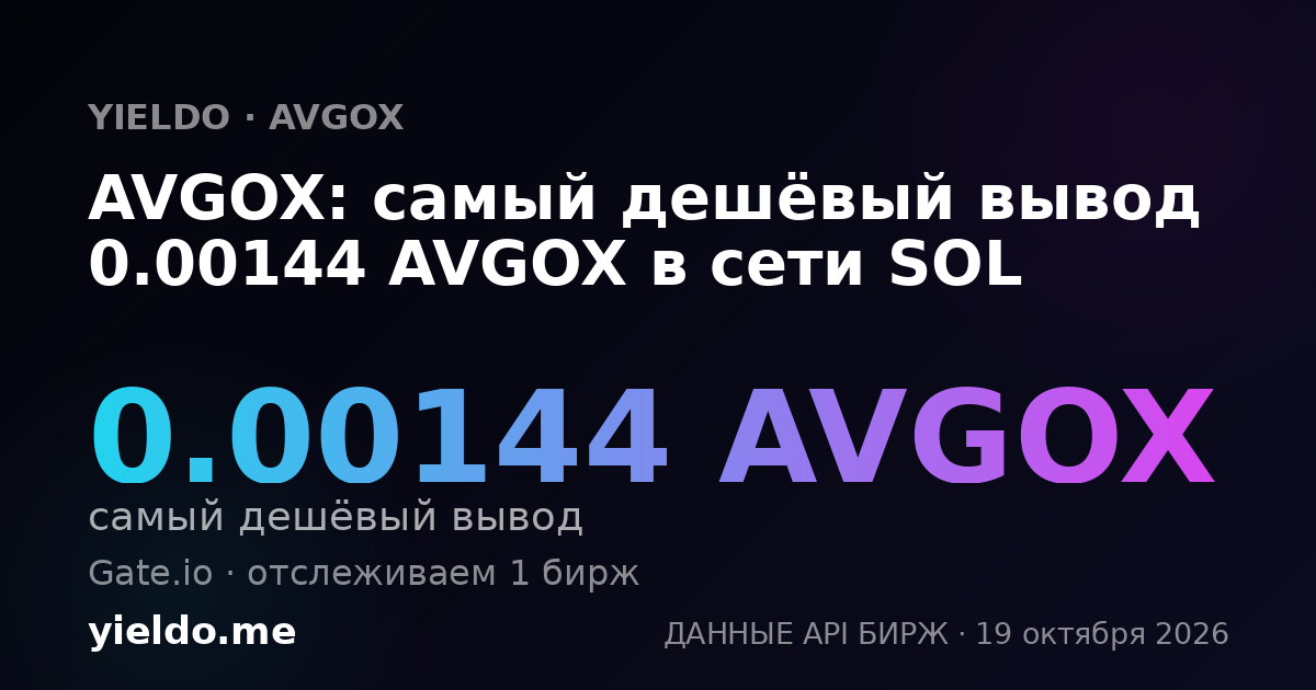 AVGOX: самый дешёвый вывод 0.00144 AVGOX в сети SOL