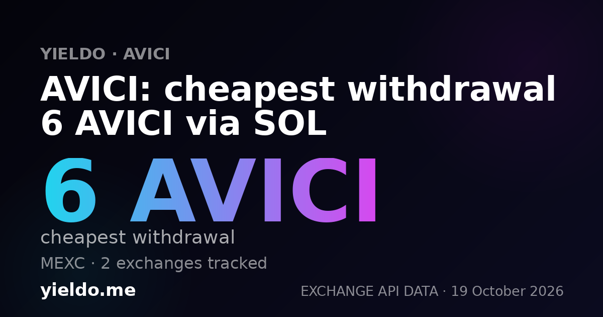 AVICI: cheapest withdrawal 6 AVICI via SOL