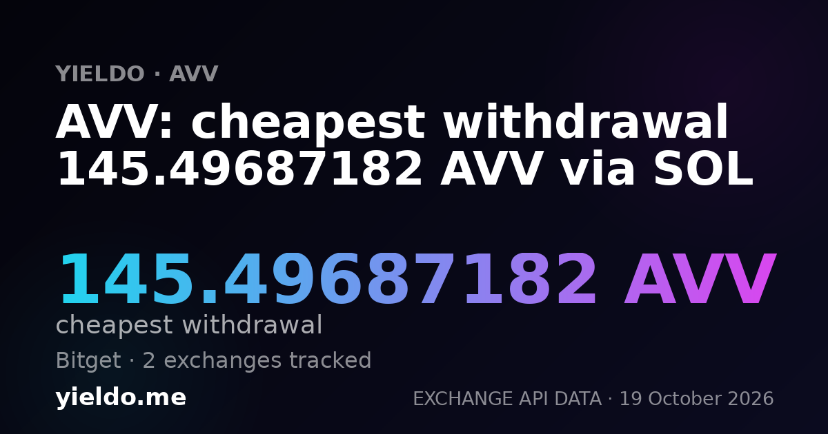 AVV: cheapest withdrawal 144.94854327 AVV via SOL