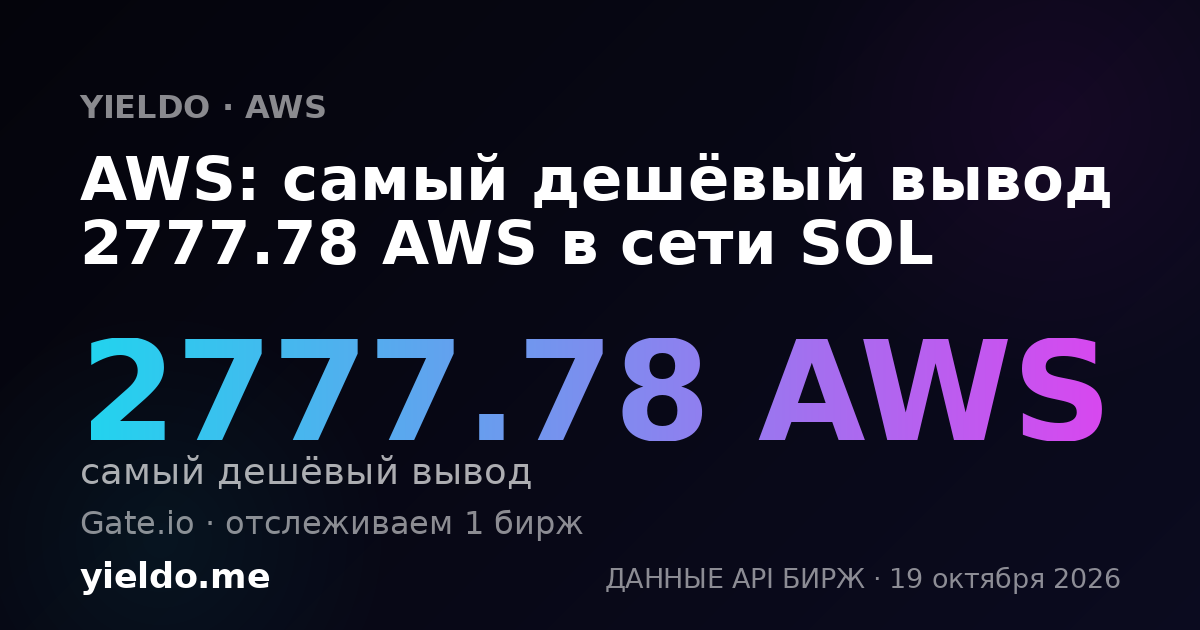 AWS: самый дешёвый вывод 2777.78 AWS в сети SOL