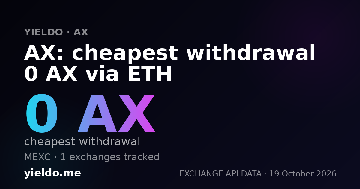 AX: cheapest withdrawal 0 AX via ETH