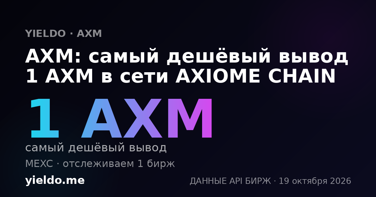 AXM: самый дешёвый вывод 1 AXM в сети AXIOME CHAIN