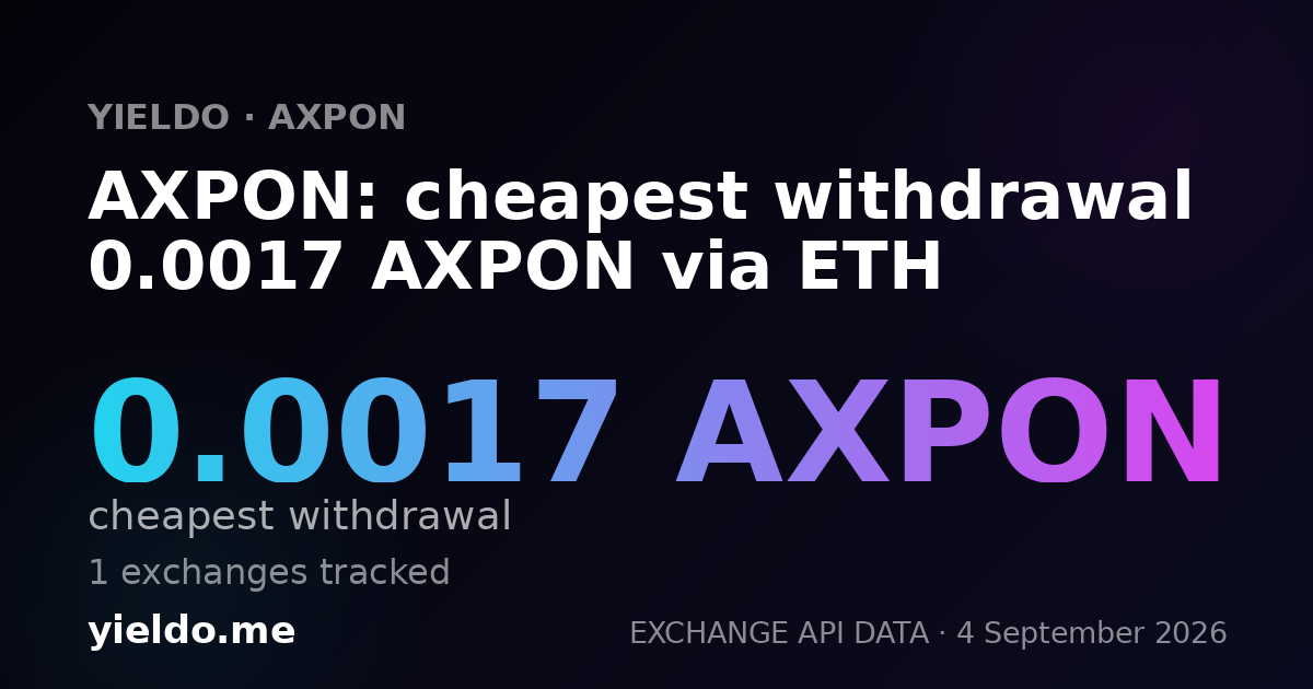 AXPON: cheapest withdrawal 0.0017 AXPON via ETH