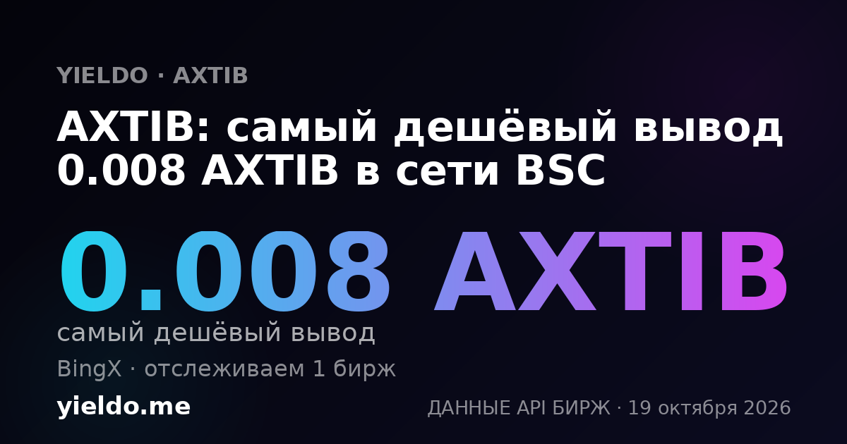 AXTIB: самый дешёвый вывод 0.008 AXTIB в сети BSC