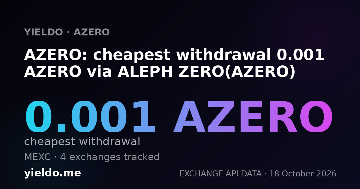 AZERO: cheapest withdrawal 0.001 AZERO via ALEPH ZERO(AZERO)