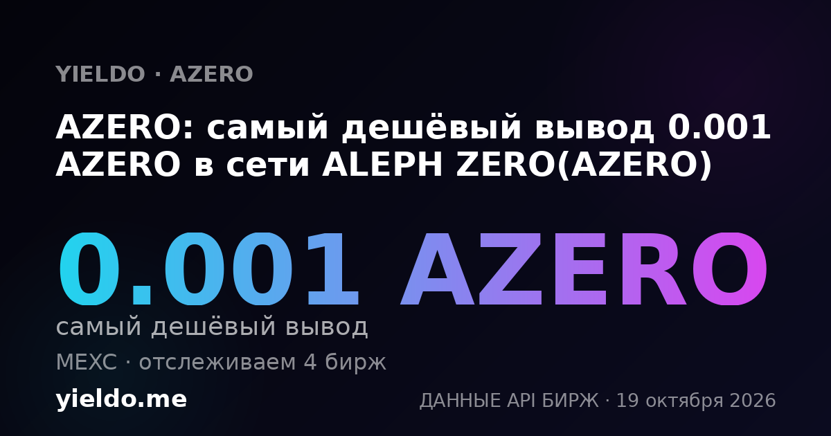 AZERO: самый дешёвый вывод 0.001 AZERO в сети ALEPH ZERO(AZERO)