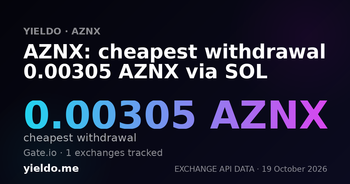 AZNX: cheapest withdrawal 0.00305 AZNX via SOL