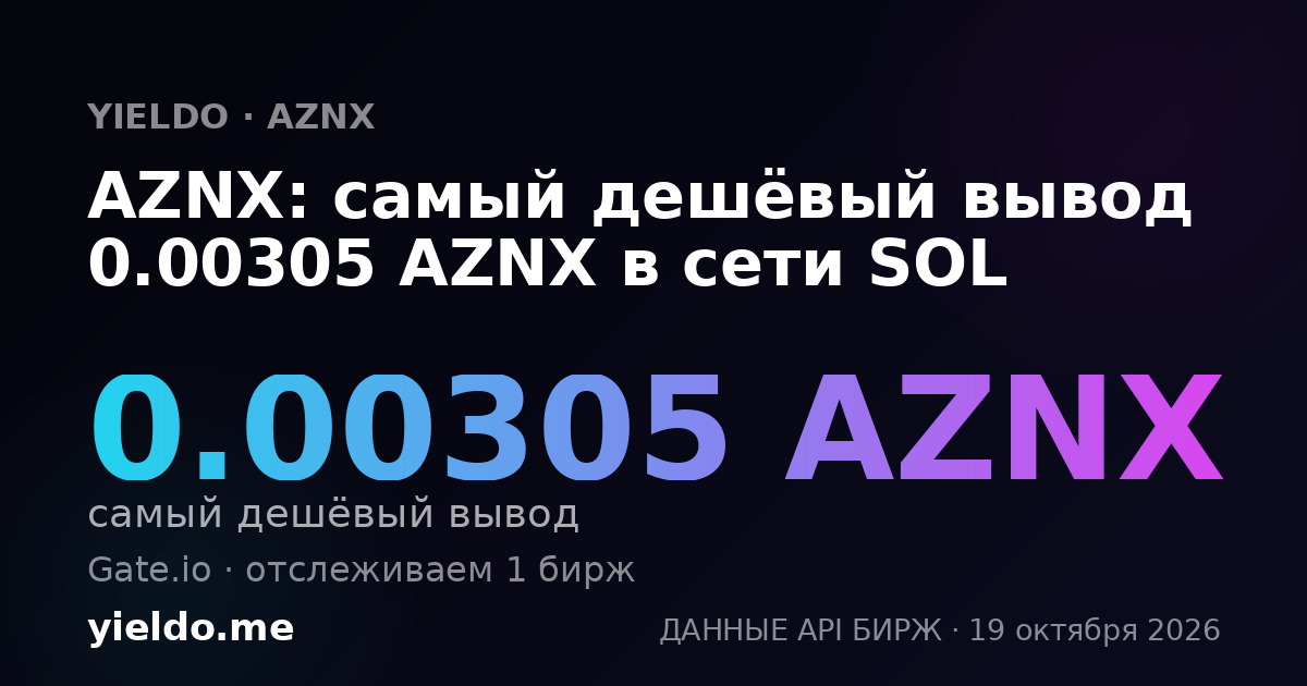 AZNX: самый дешёвый вывод 0.00305 AZNX в сети SOL