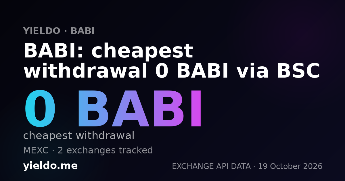BABI: cheapest withdrawal 0 BABI via BSC