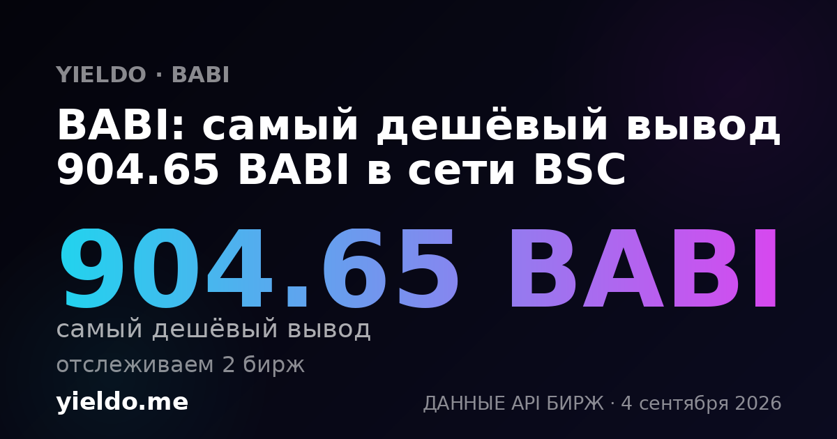 BABI: самый дешёвый вывод 904.65 BABI в сети BSC