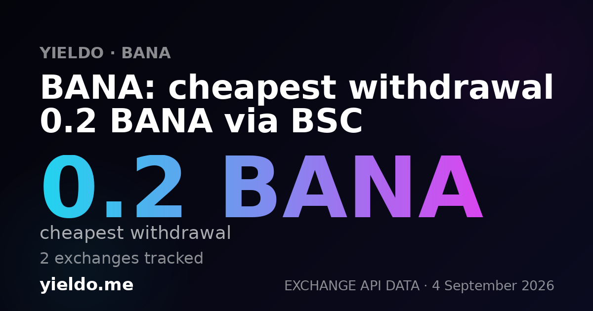 BANA: cheapest withdrawal 0.2 BANA via BSC