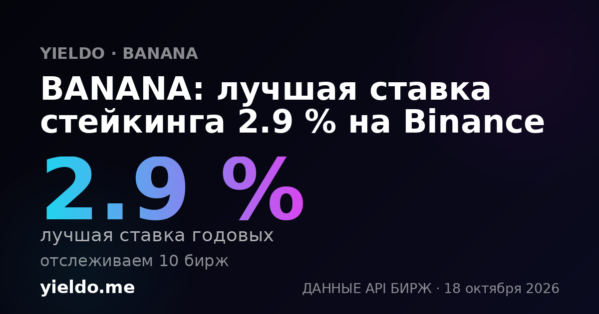 BANANA: лучшая ставка стейкинга 2.9 % на Binance
