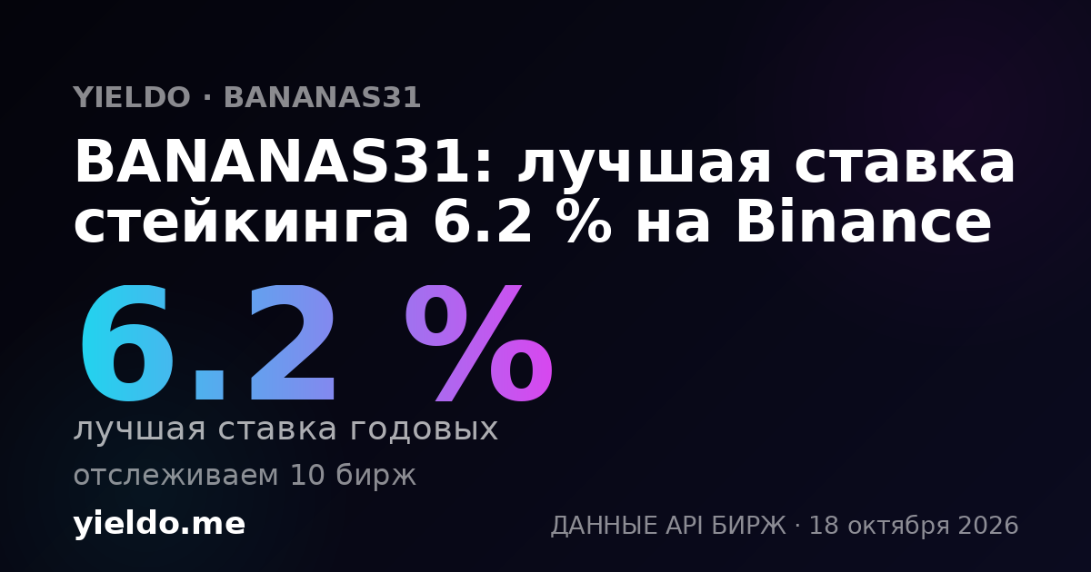 BANANAS31: лучшая ставка стейкинга 6.2 % на Binance