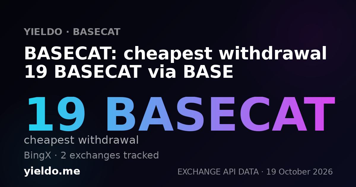 BASECAT: cheapest withdrawal 19 BASECAT via BASE