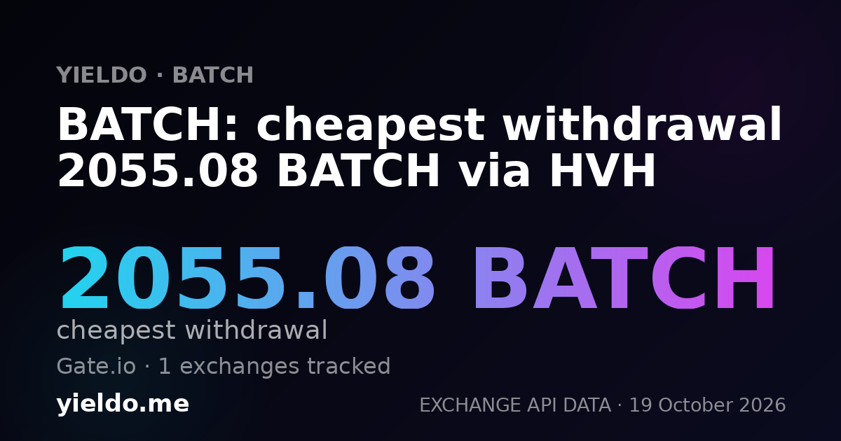 BATCH: cheapest withdrawal 2055.08 BATCH via HVH