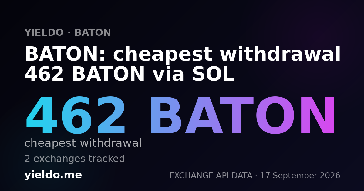 BATON: cheapest withdrawal 450 BATON via SOL