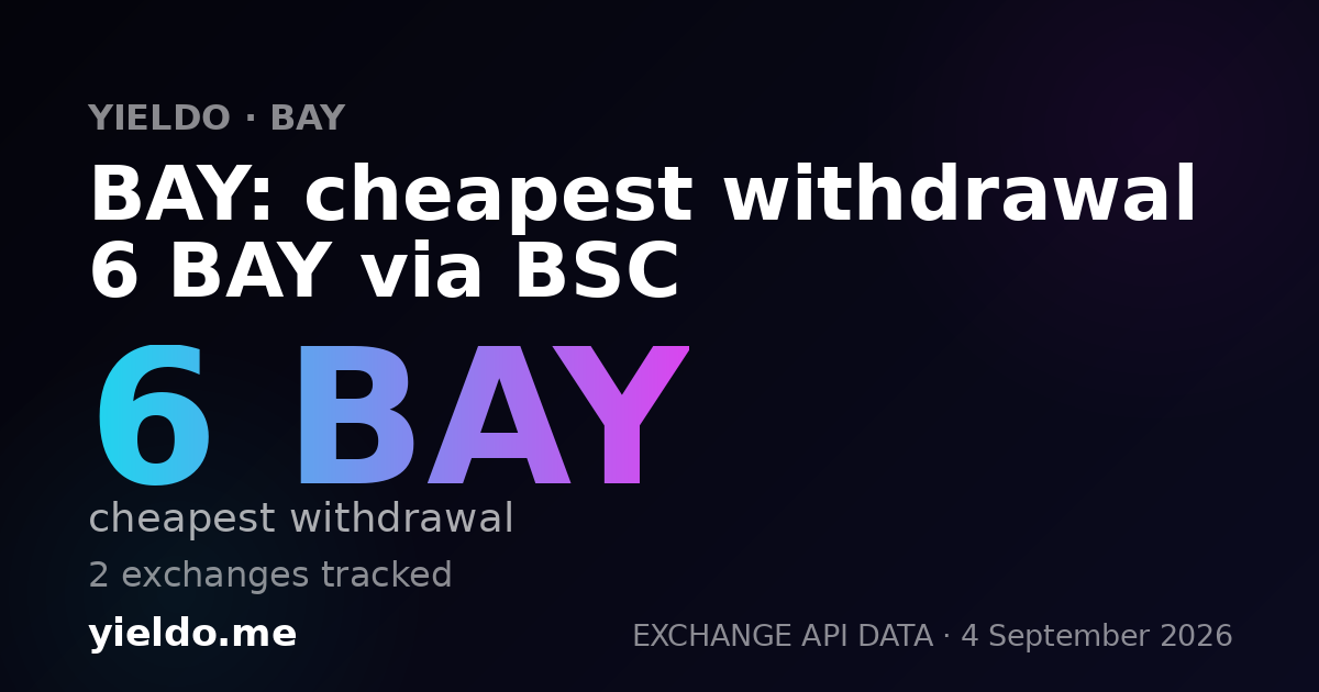 BAY: cheapest withdrawal 6 BAY via BSC