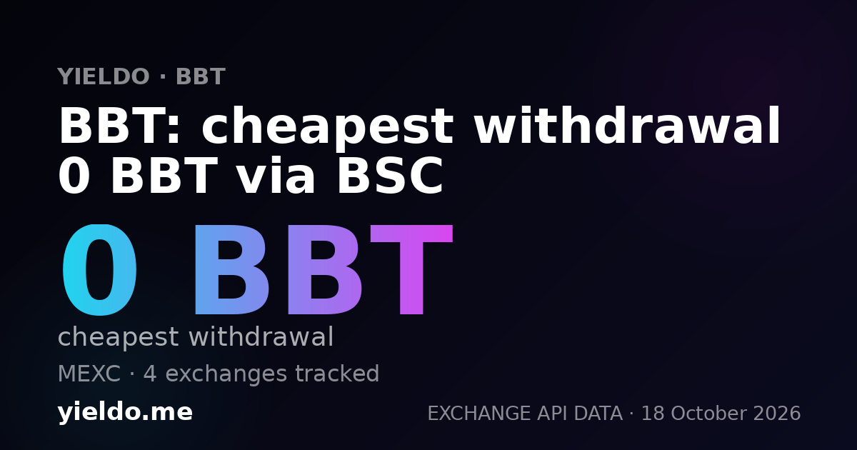 BBT: cheapest withdrawal 0 BBT via BSC
