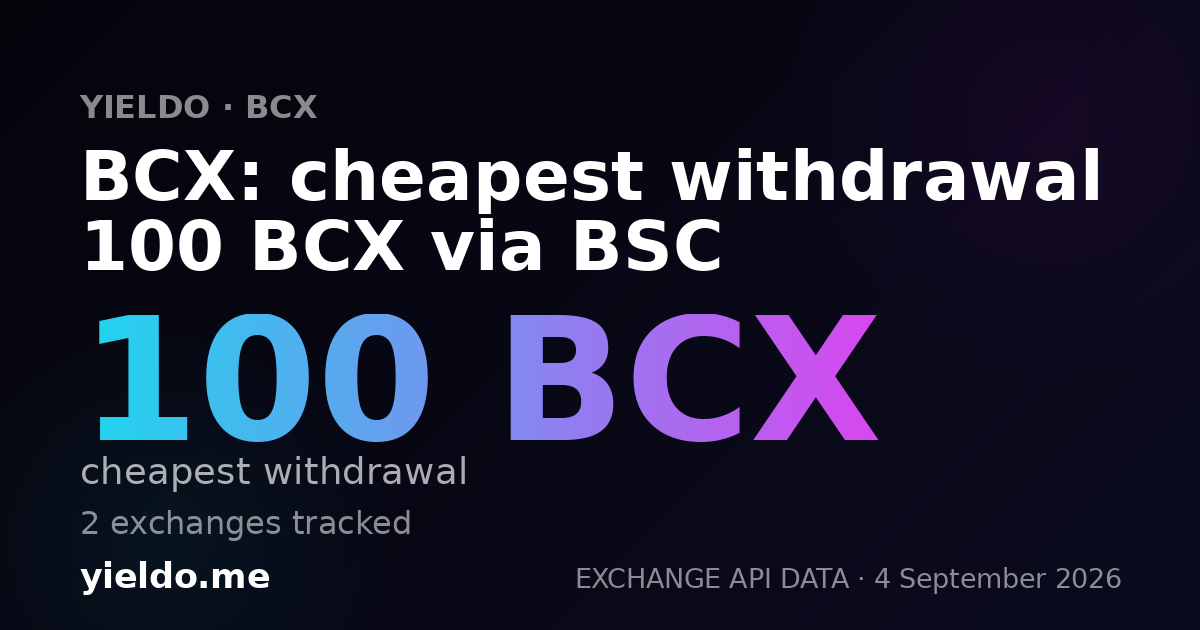 BCX: cheapest withdrawal 100 BCX via BSC