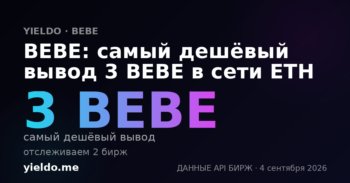 BEBE: самый дешёвый вывод 3 BEBE в сети ETH