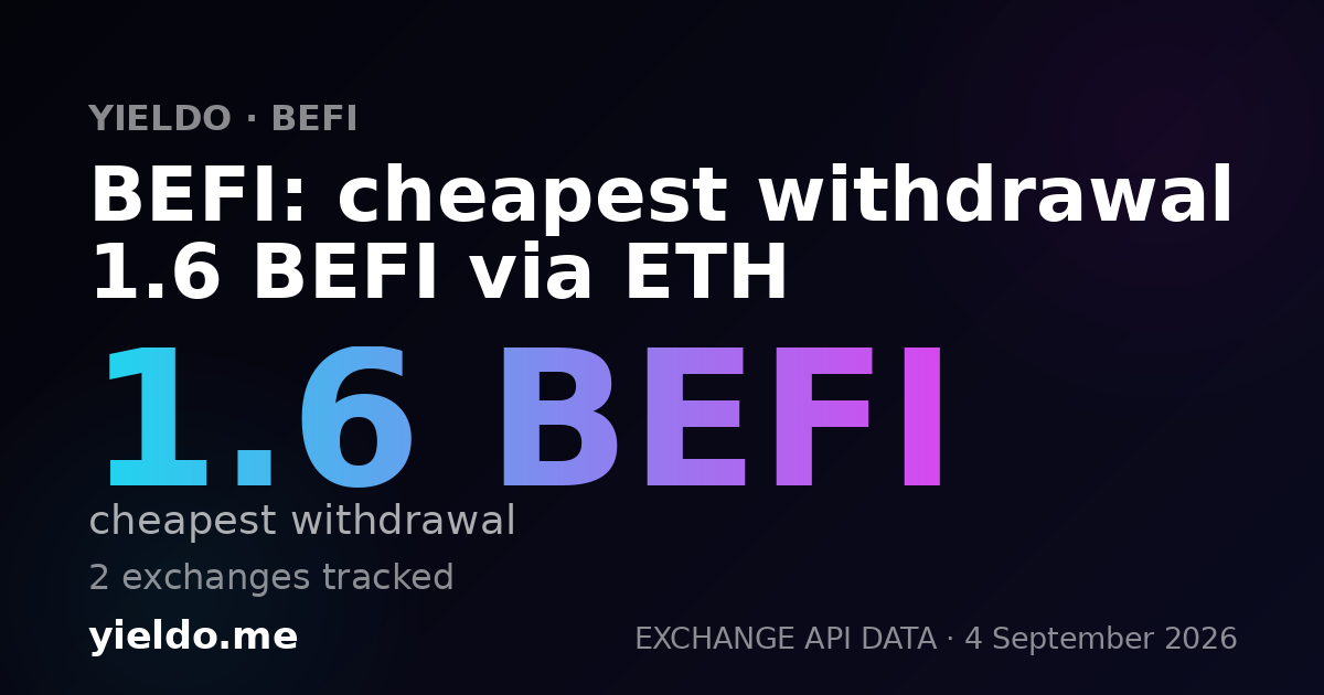 BEFI: cheapest withdrawal 1.6 BEFI via ETH