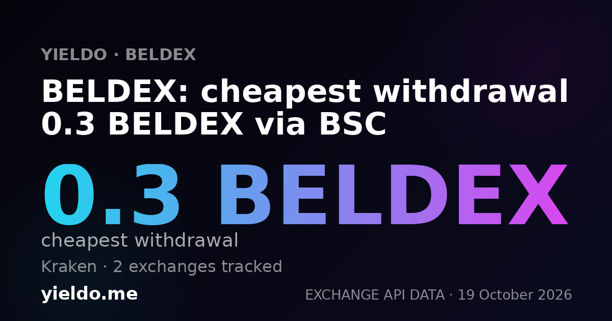 BELDEX: cheapest withdrawal 0.3 BELDEX via BSC