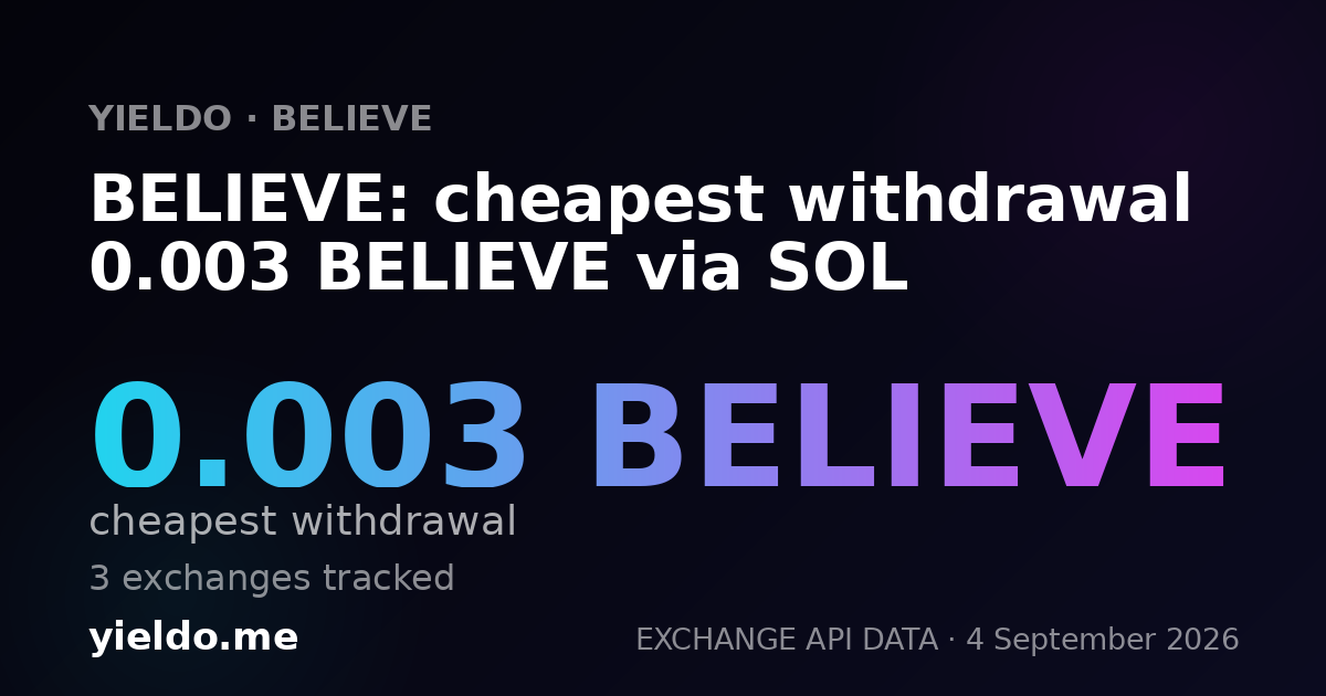 BELIEVE: cheapest withdrawal 0.003 BELIEVE via SOL
