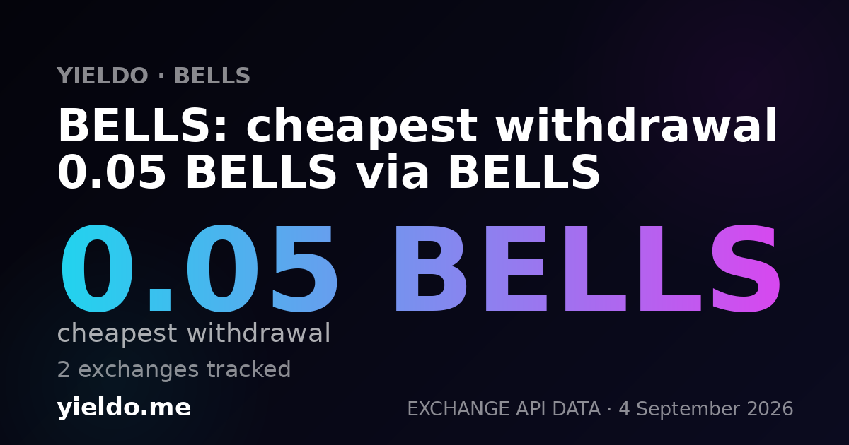 BELLS: cheapest withdrawal 0.05 BELLS via BELLS