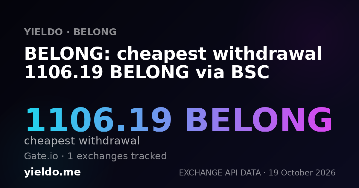 BELONG: cheapest withdrawal 1106.19 BELONG via BSC