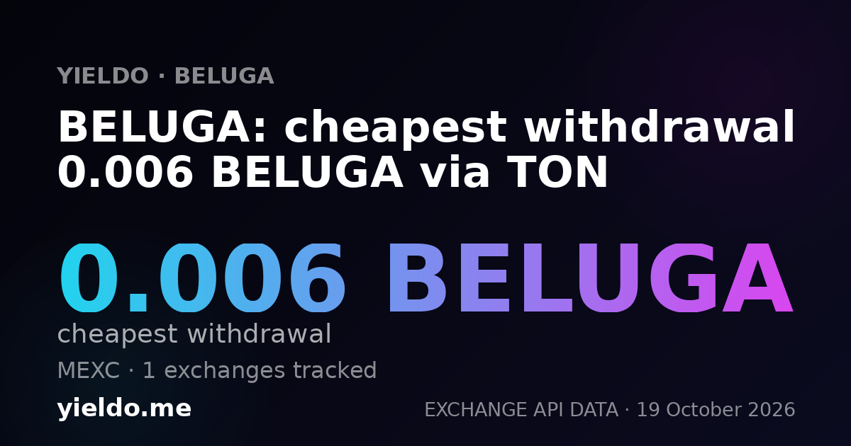 BELUGA: cheapest withdrawal 0.006 BELUGA via TON