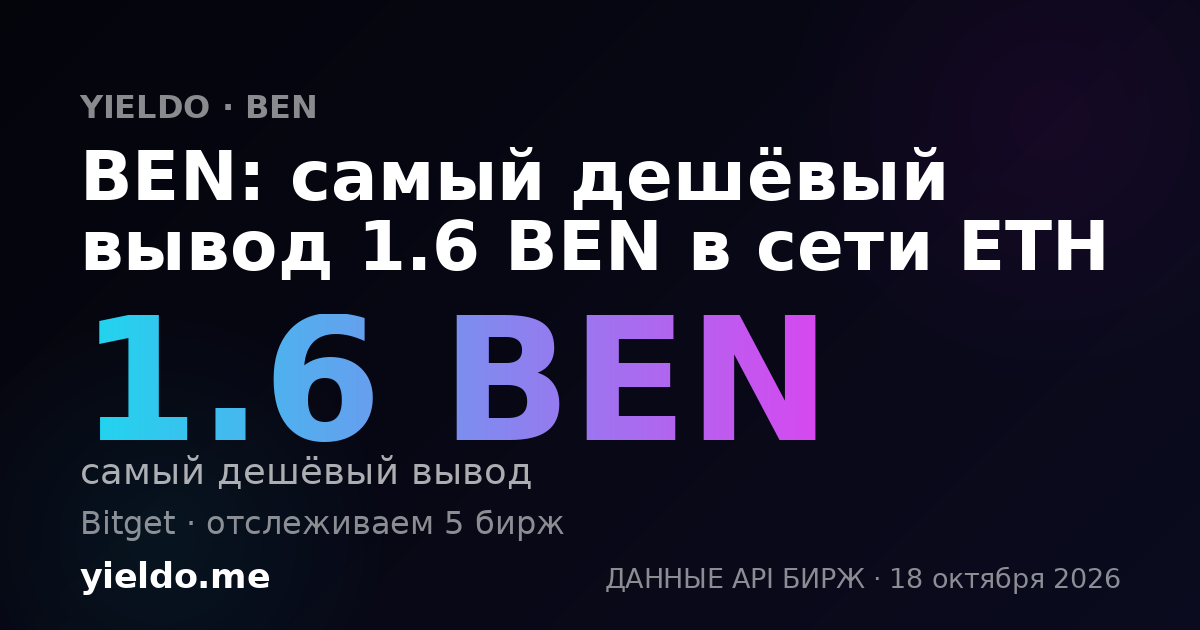 BEN: самый дешёвый вывод 1.6 BEN в сети ETH